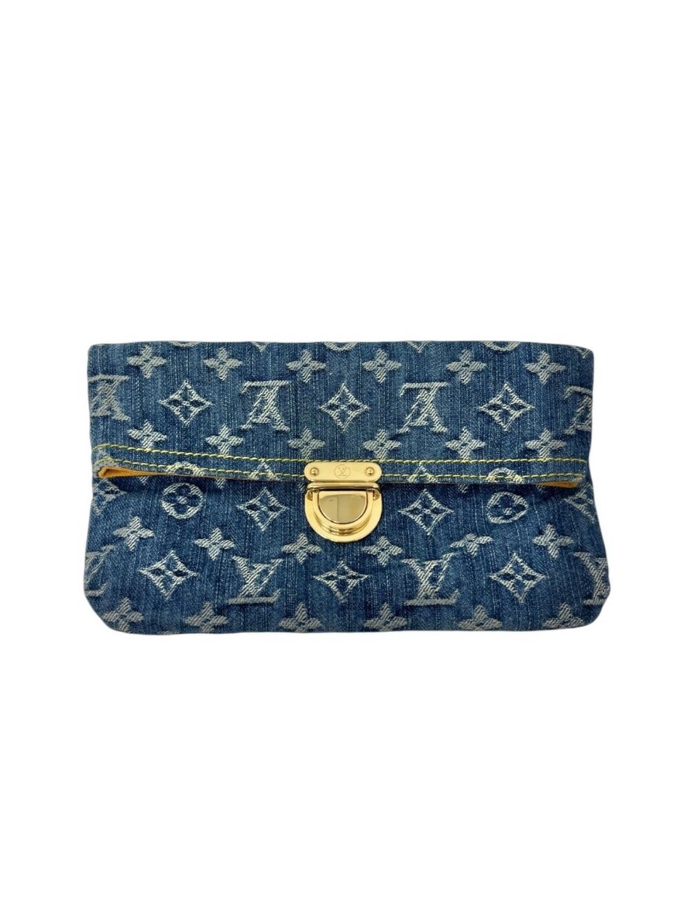 LOUIS VUITTON Vintage
Monogram Denim Pochette Plat
Clutch Bag Blue Gold [105529] - Picture 9 of 9